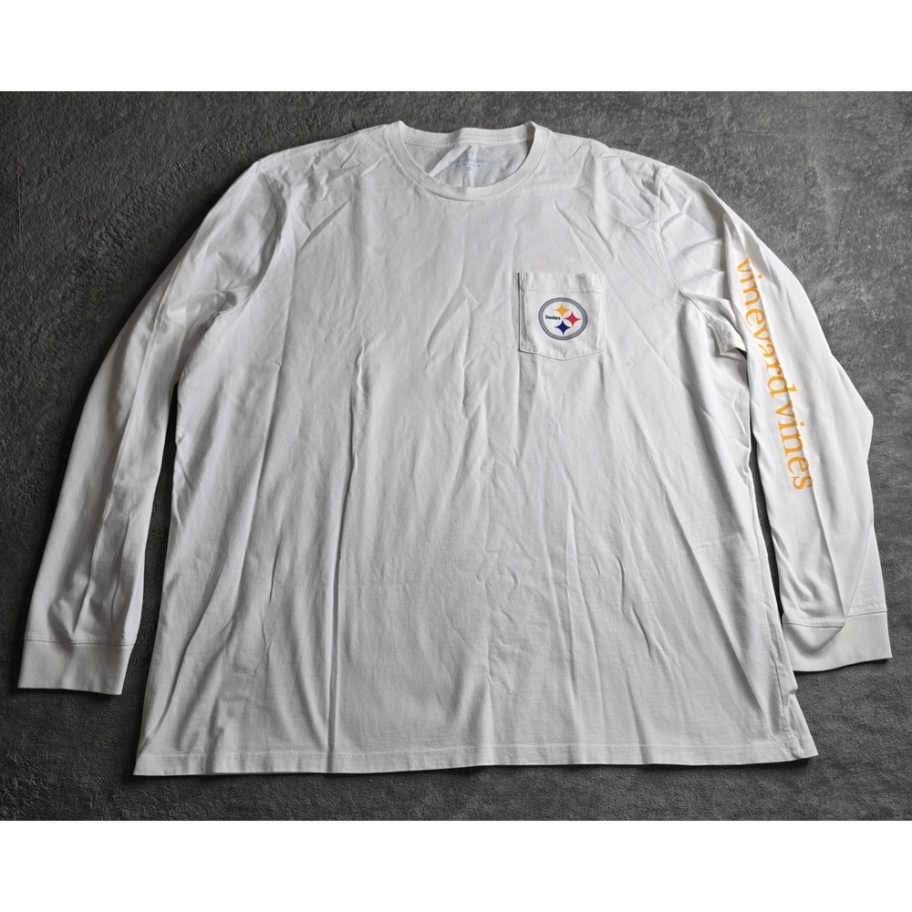 Vineyard Vines Shirt Mens 3XL White NFL Pittsburgh Steelers Long Sleeve Football